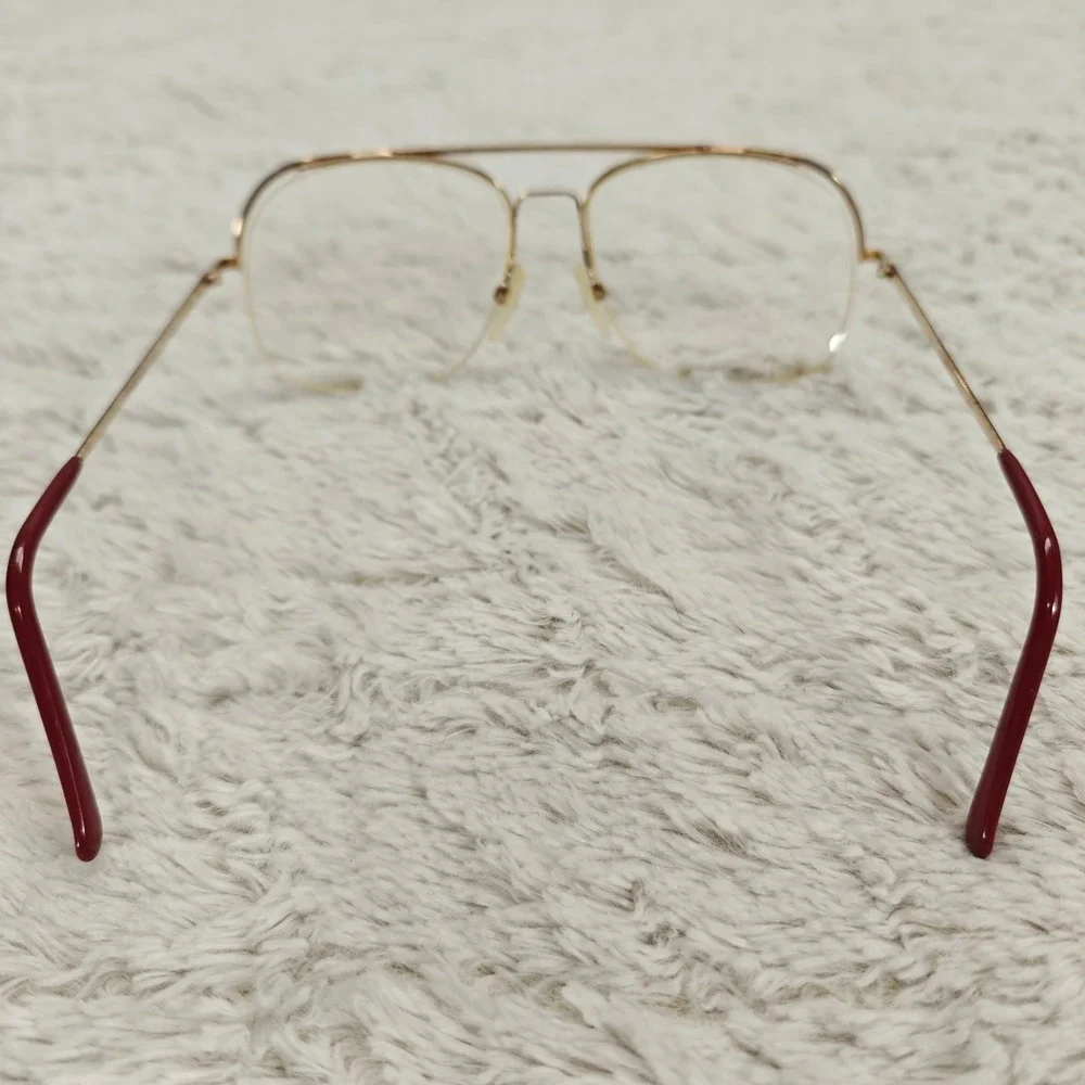 VTG 80s Univis USA Eye Glasses Aviator Metal Bur/Autumn Big Edge 150 Frames Only